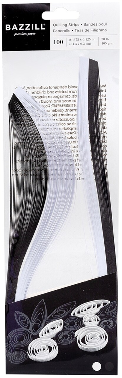 Bazzill Quilling Strip Paper Pack 100/Pkg-Black & White